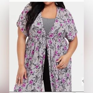 Torrid purple/grey lurex floral duster